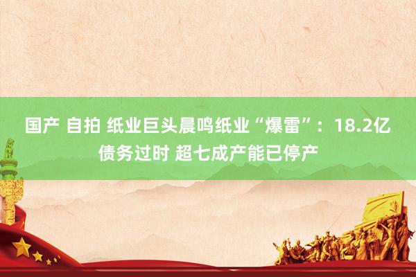 国产 自拍 纸业巨头晨鸣纸业“爆雷”：18.2亿债务过时 超七成产能已停产